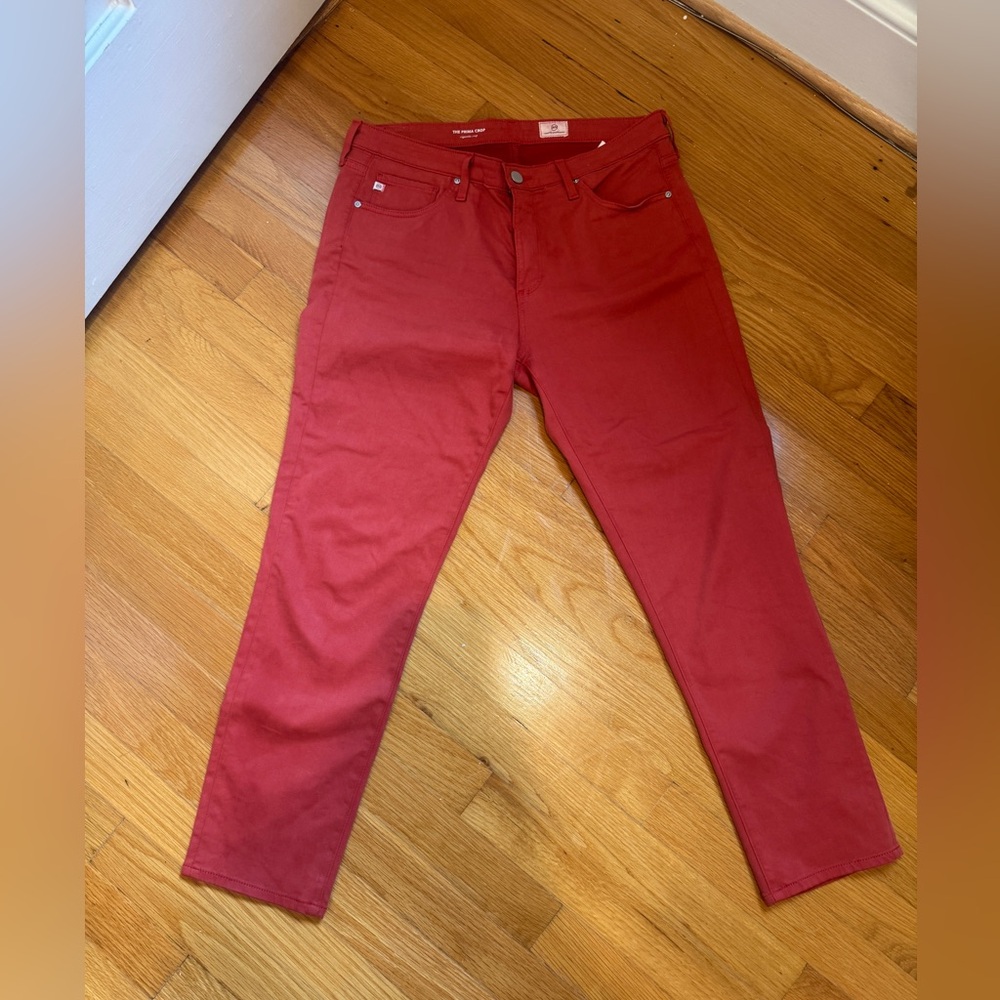 AG Adriano Goldschmied Women's Straight Leg Red Jeans